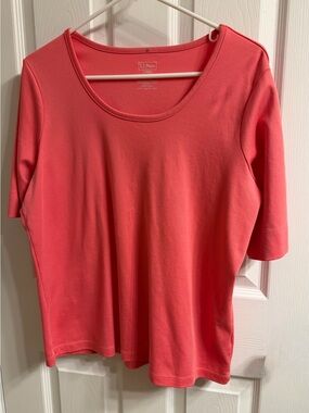 L.L. Bean Coral Short Sleeve Scoop Neck Tee